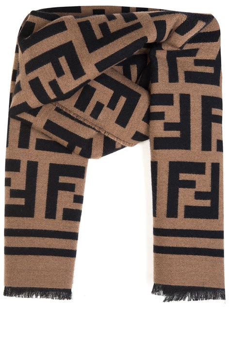 foulard lana beie logo fendi|fendi scarf for women.